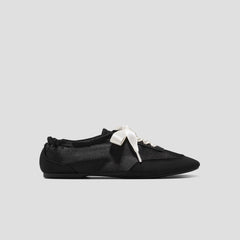 3 Laces Included Square-Toe Lace-Up Satin Sneakerina (Cristina)