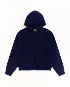WAFFLE CASHMERE ZIP HOOD SWEATER