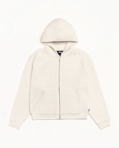WAFFLE CASHMERE ZIP HOOD SWEATER