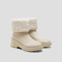 Faux Fur Platform Chunky Wedge Boots（Elaine）